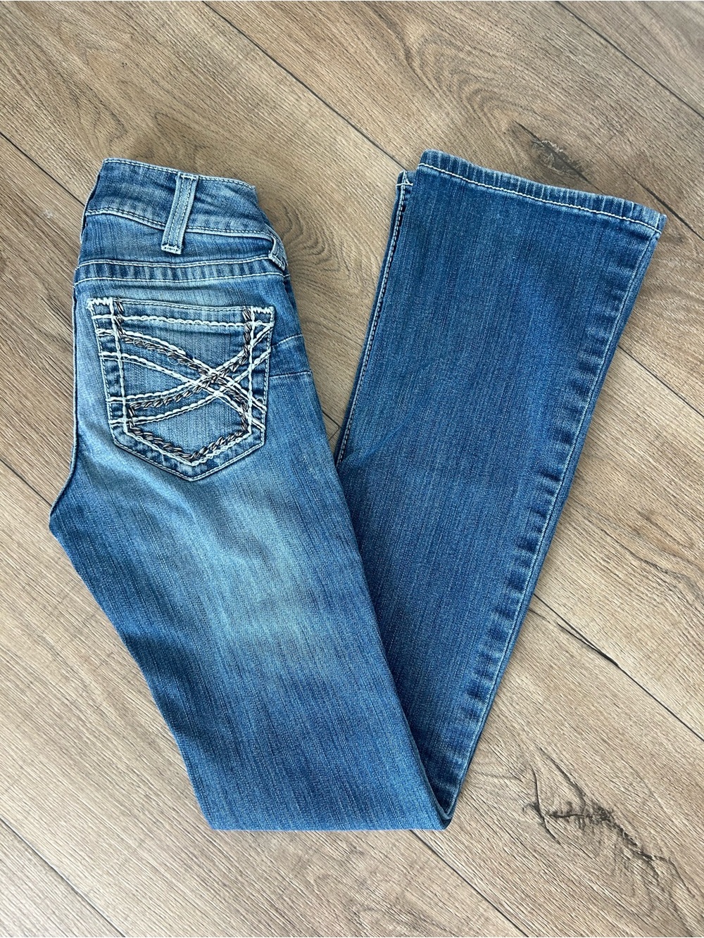 Ariat Women's Blue Bootcut Jeans with Embroidered Pockets
